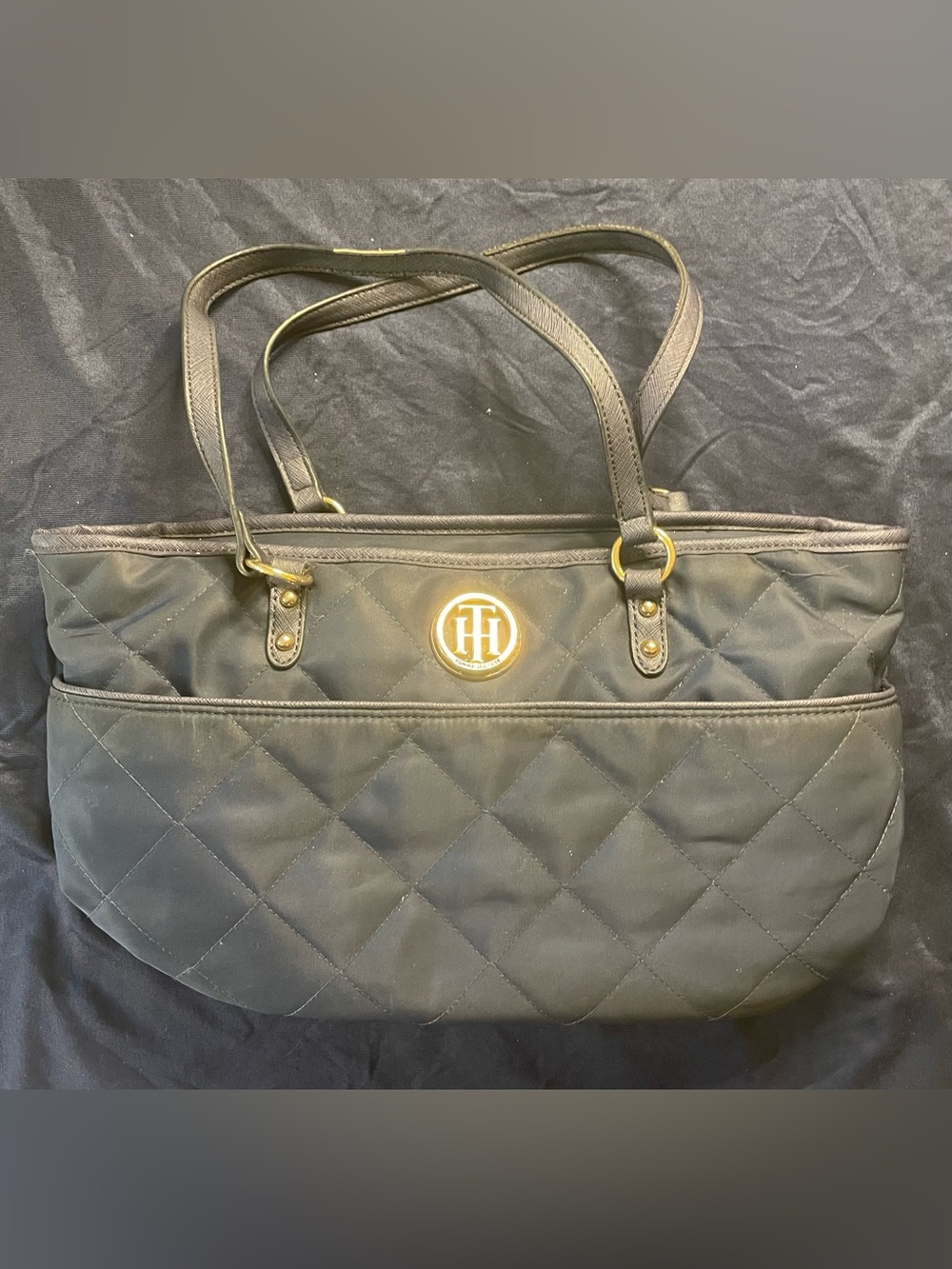 Tommy Hilfiger Navy Quilted Tote Bag